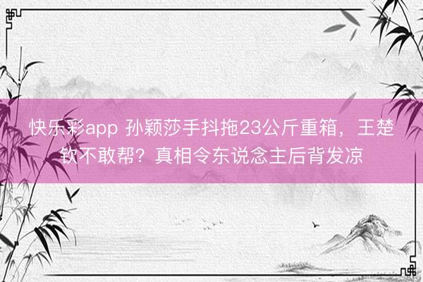 快乐彩app 孙颖莎手抖拖23公斤重箱，王楚钦不敢帮？真相令东说念主后背发凉