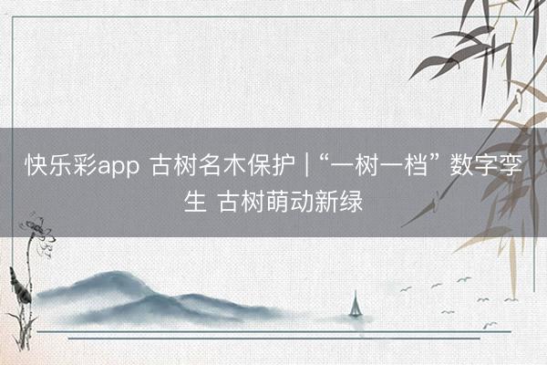 快乐彩app 古树名木保护 | “一树一档” 数字孪生 古树萌动新绿
