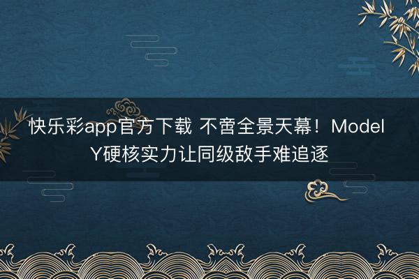 快乐彩app官方下载 不啻全景天幕！Model Y硬核实力让同级敌手难追逐