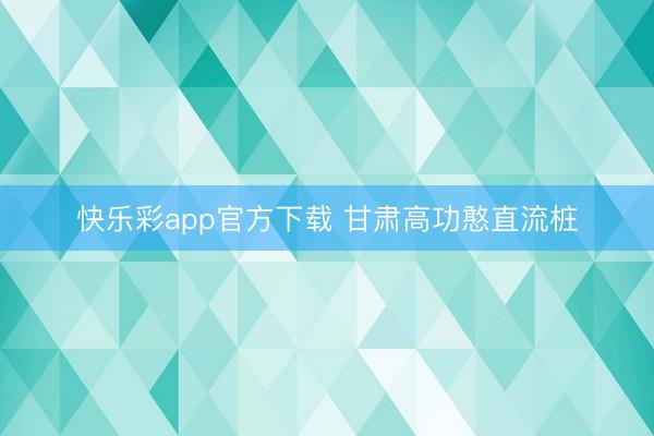 快乐彩app官方下载 甘肃高功憨直流桩